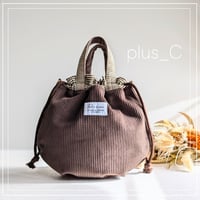 【sold out】 2way コーデュロイ 巾着 ハンドバッグorショルダーバッグ ブラウン