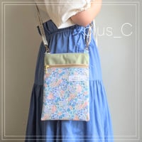 【展示品】長財布が入るスマホショルダー 【size L】水色＆わさび