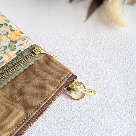 【キルティング】長財布が入るスマホショルダー 【size L】イエロー＆キャメル