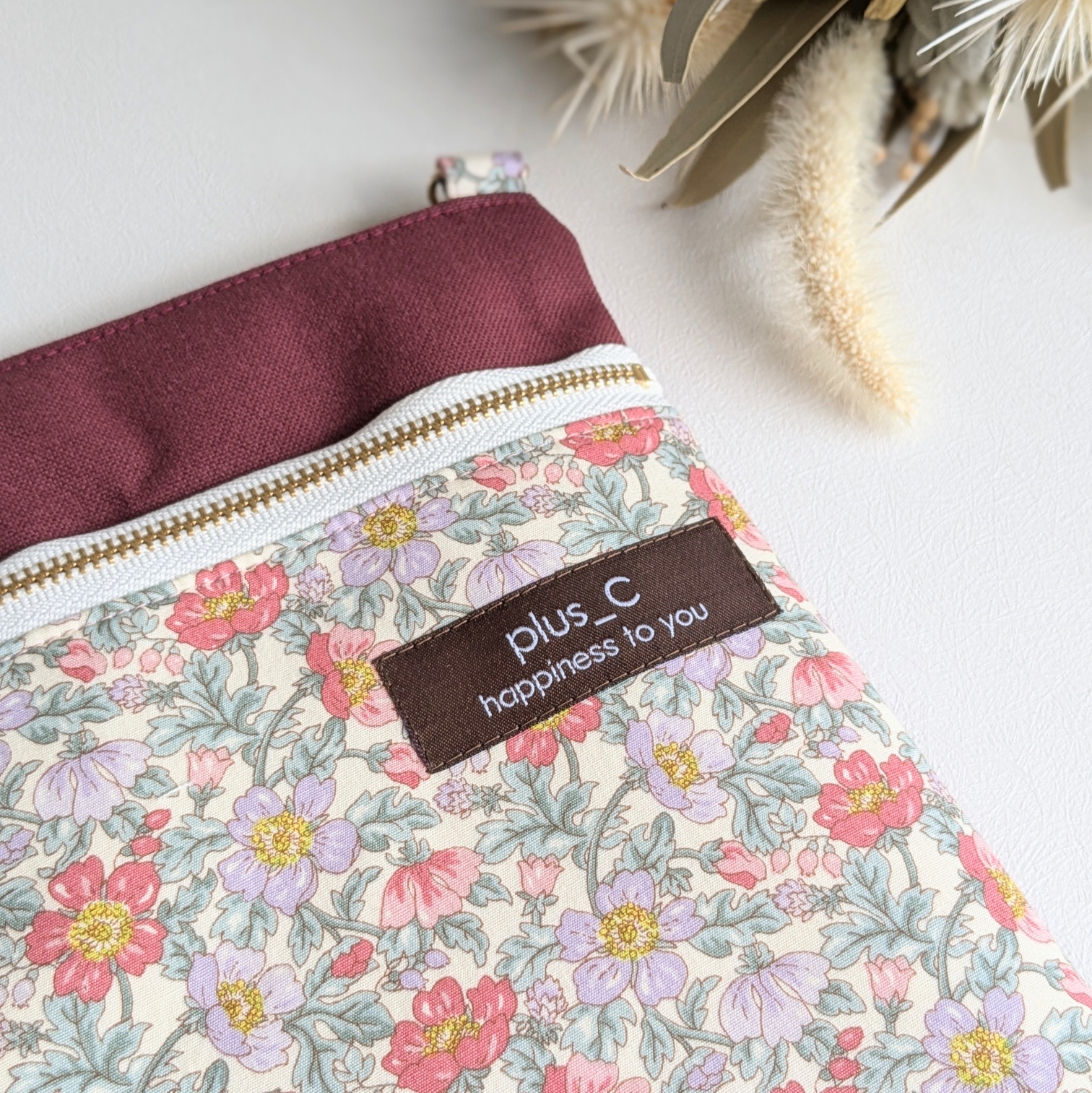 展示品】長財布が入るスマホショルダー 【size L】ピンク＆ワイン