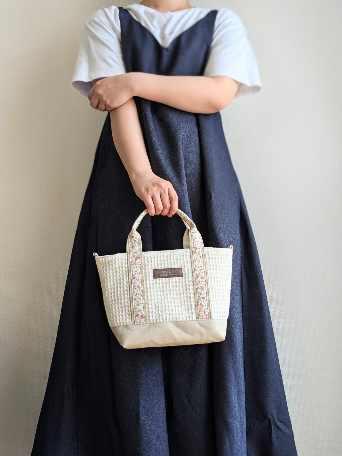 展示品】フランス生地と倉敷帆布のしっかりトートバッグorランチバッグ