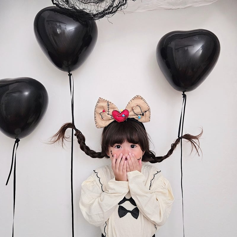 10 inch size ｝black heart balloon / 3piece se