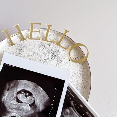 Acrylic gold letter banner / HELLO