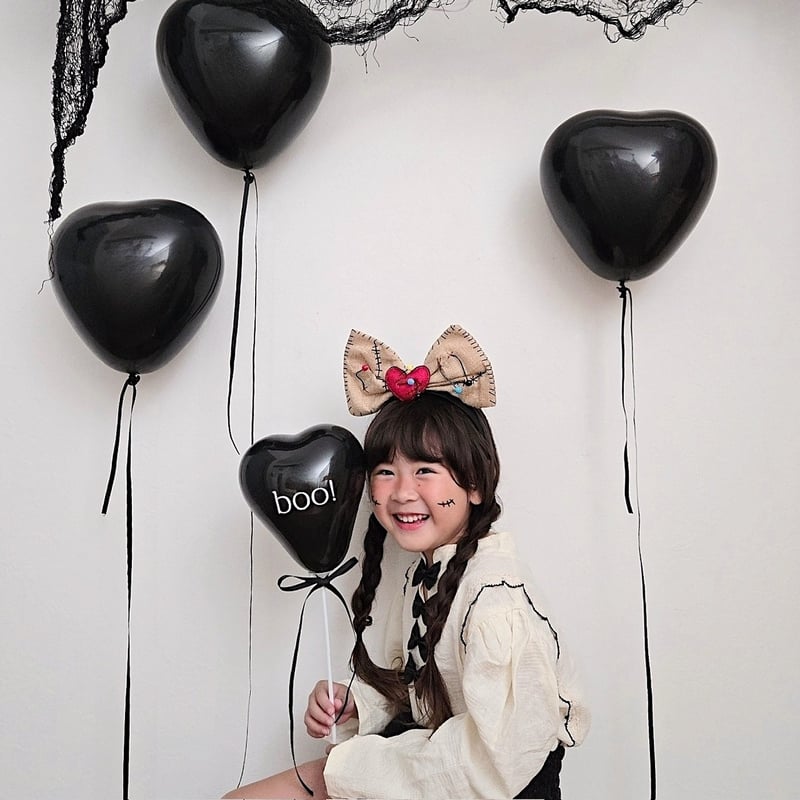 10 inch size ｝black heart balloon / 3piece se