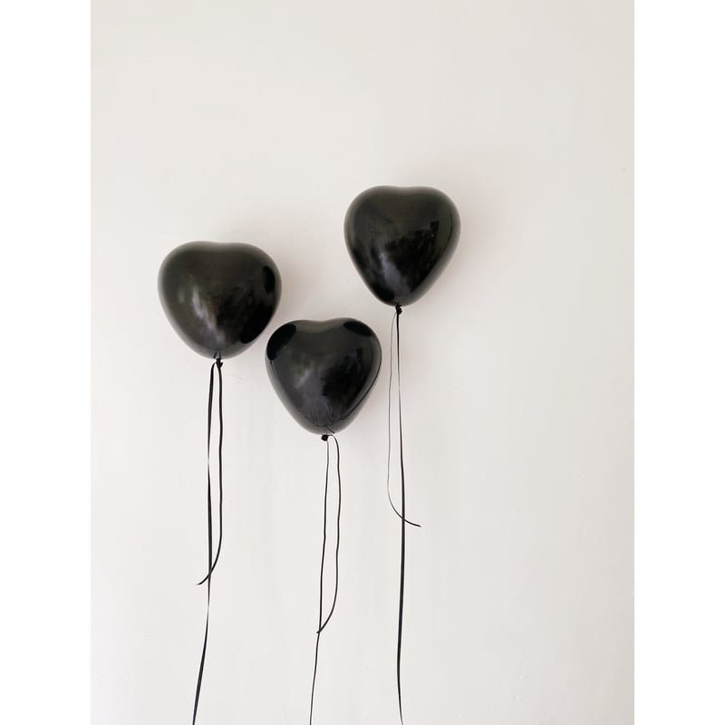 10 inch size ｝black heart balloon / 3piece se