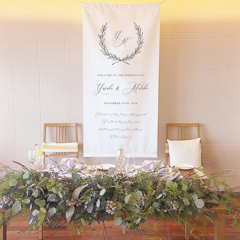 特急仕上げ》ポール＆ヒモ付【ウェディングフラッグ】大サイズ（生成り