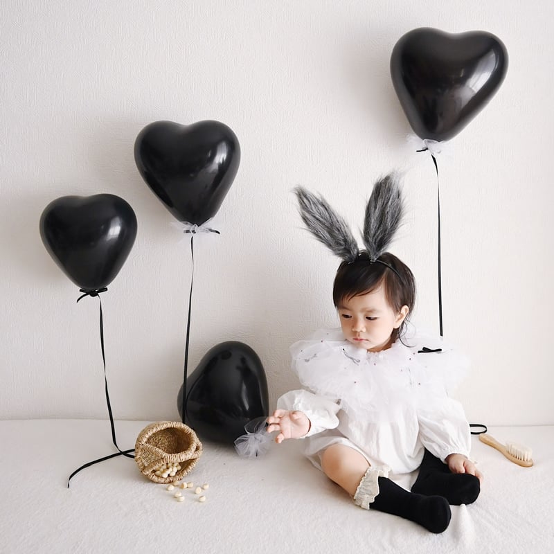 10 inch size ｝black heart balloon / 3piece se