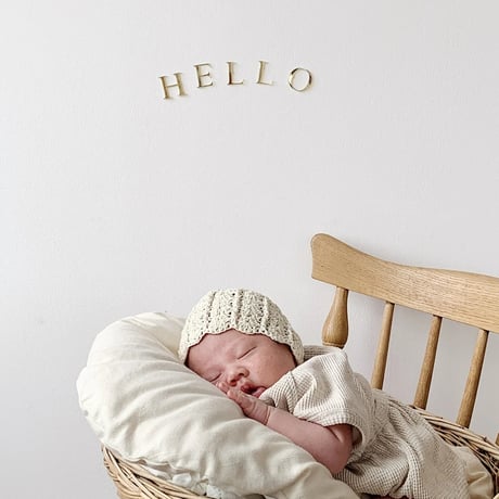 Acrylic gold letter banner / HELLO
