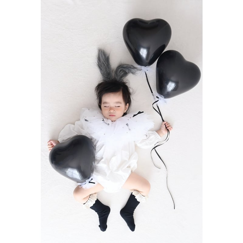 10 inch size ｝black heart balloon / 3piece se
