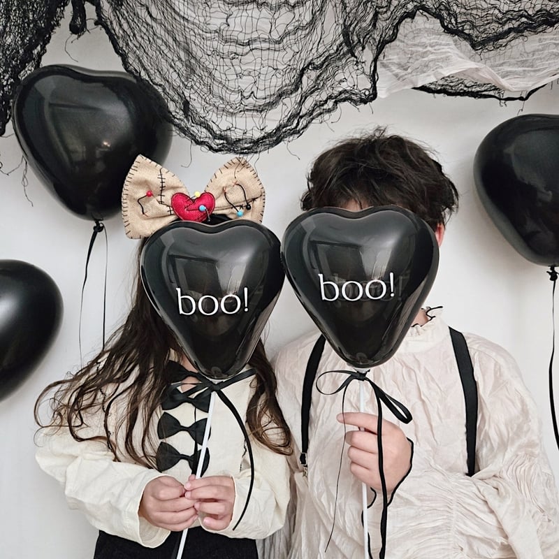 10 inch size ｝black heart balloon / 3piece se