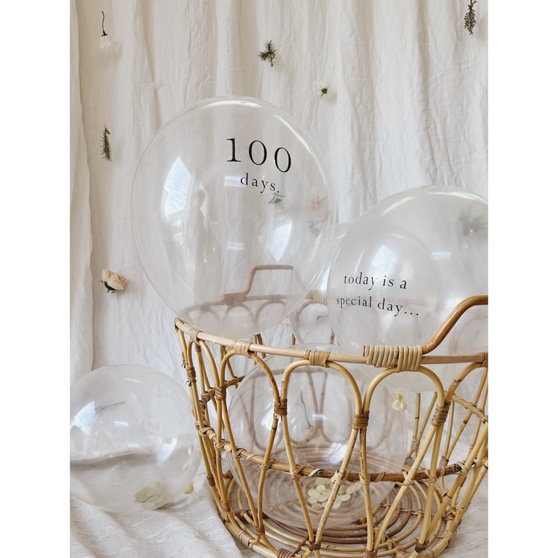 Balloon / 100days - 小さめ文字 -（2個set） | AWINS.CO
