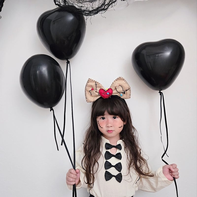 10 inch size ｝black heart balloon / 3piece se