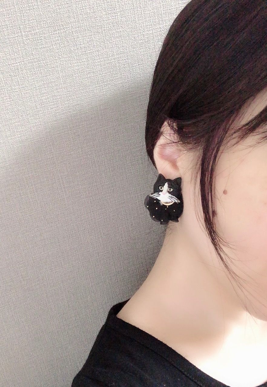 フラワーキャット 猫ちゃん 4 カラーセレクトできます ピアスor