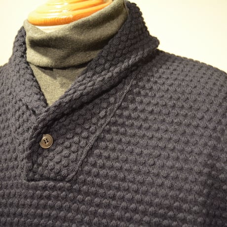 GRP  spotknit shawlcollar -BLU-