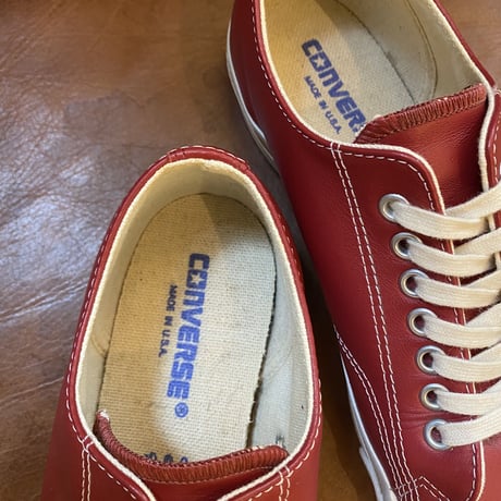 converse juck purcell (1990's RED Leather)  Mint Condition  made in USA  size US 8 (26.5㎝)