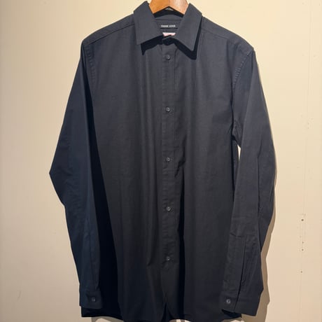 -FLANK LEDER-  OLD STYLE（REGULAR COLLAR）  vintage german 1960's bedsheets fabric (BLACK)