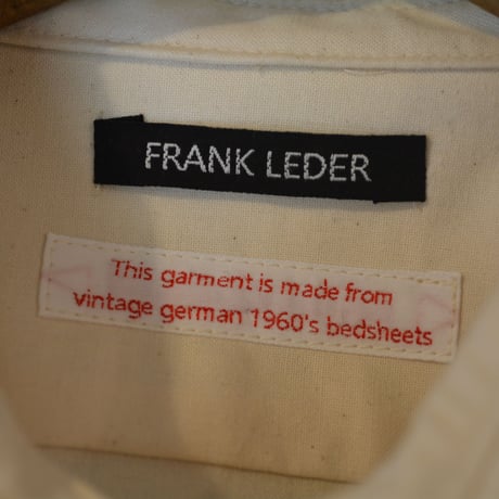 -FLANK LEDER-  OLD STYLE（BAND COLLAR）  vintage german 1960's bedsheets fabric (NATURAL)