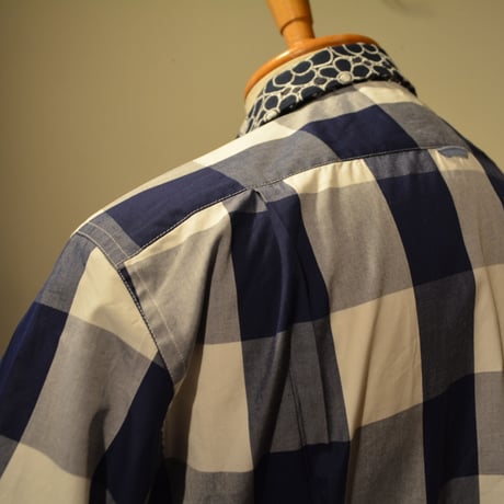 kenneth field open collar shirt -ginghamcheck-