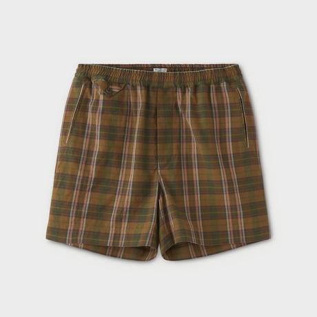 PHIGVEL‐MAKERS Co．MADRAS STRING SHORTS (brown×green)