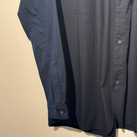 -FLANK LEDER-  OLD STYLE（REGULAR COLLAR）  vintage german 1960's bedsheets fabric (BLACK)