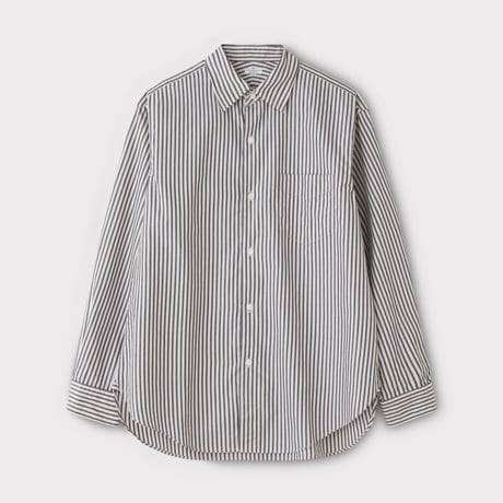 PHIGVEL‐MAKERS Co.  -Regular Collar Dress Shirt-(Desert Rose×Brown Gray Stripe)