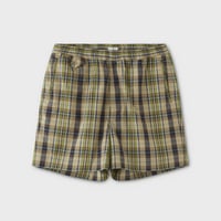 PHIGVEL‐MAKERS Co．MADRAS STRING SHORTS (beige×navy)