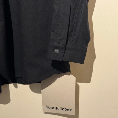 -FLANK LEDER-  OLD STYLE（REGULAR COLLAR）  vintage german 1960's bedsheets fabric (BLACK)