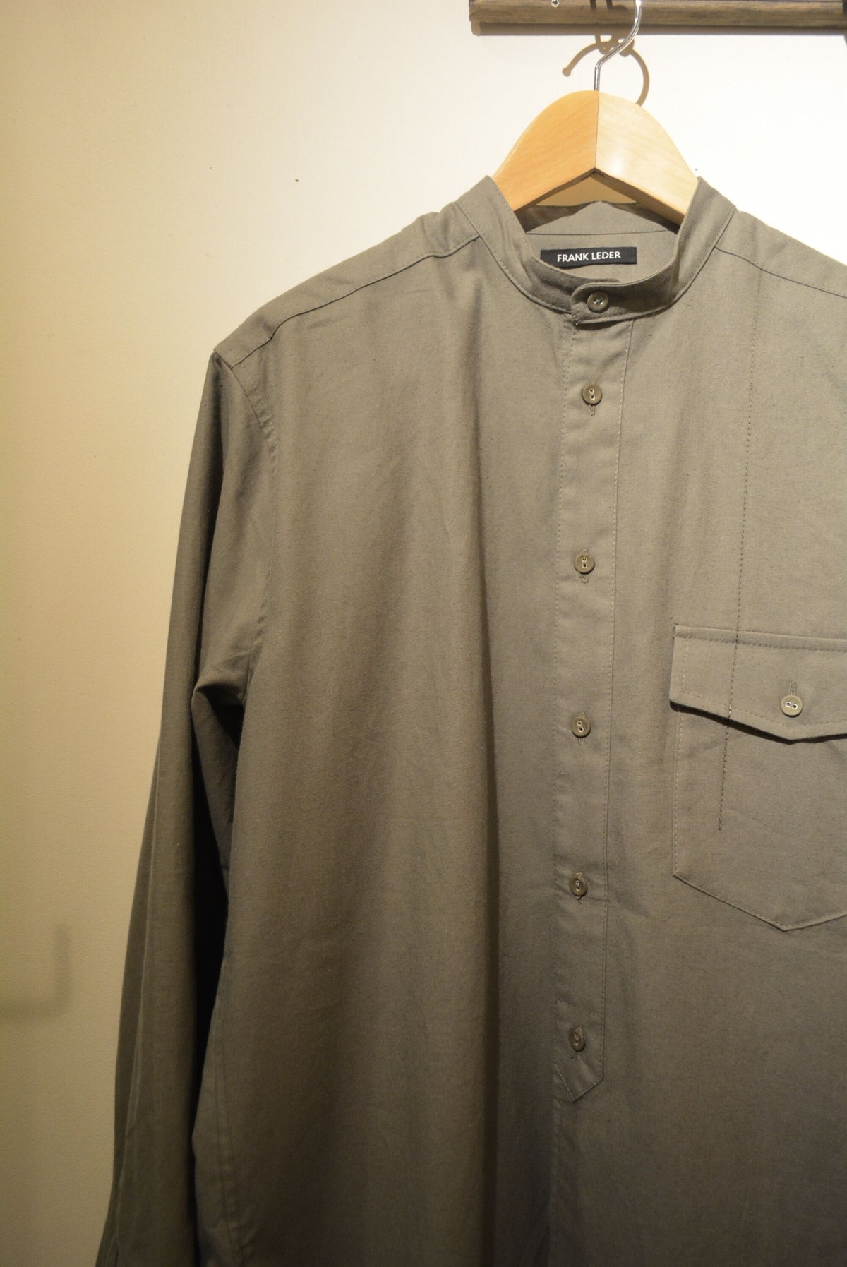 Frank Leder-bedlinenshirt- (StandCollar)OLIVE |