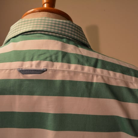 kenneth field open collar shirt -green border-