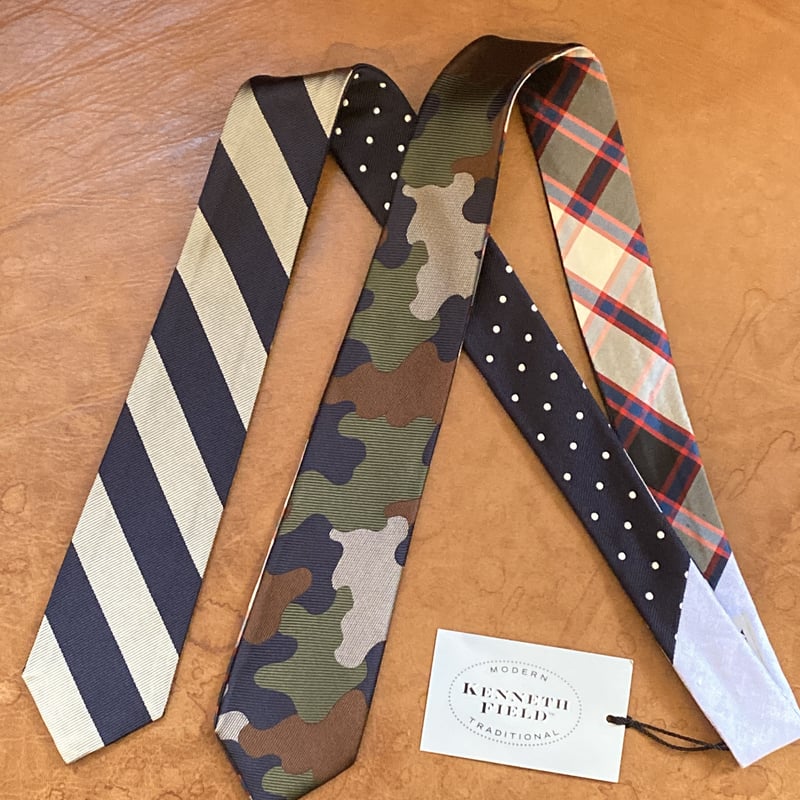 kenneth field 4face tie woven camo×dot×tartan×r