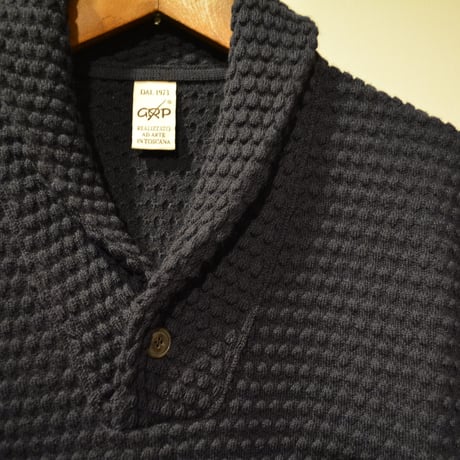 GRP  spotknit shawlcollar -BLU-