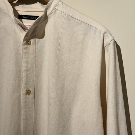 -FLANK LEDER-  OLD STYLE（BAND COLLAR）  vintage german 1960's bedsheets fabric (NATURAL)