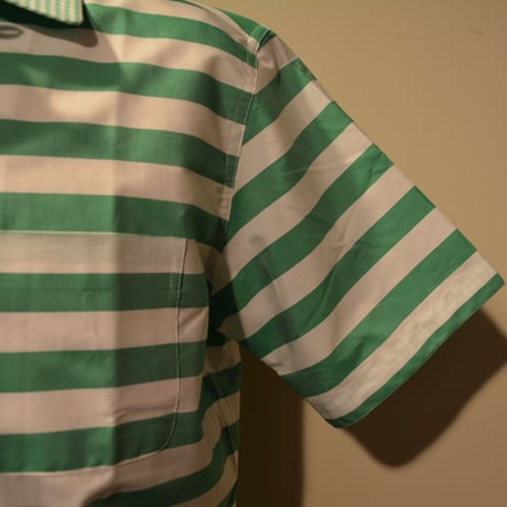 kenneth field open collar shirt -green border-
