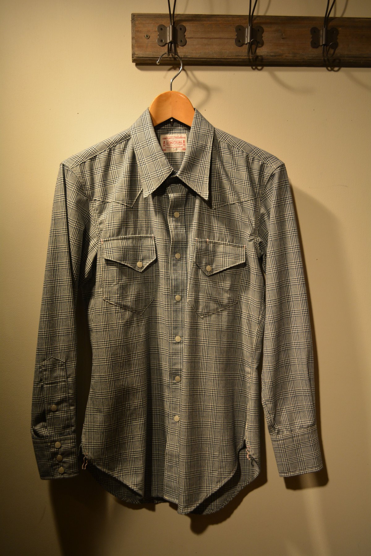 boncoura インディゴグレンチェックウェスタンシャツsize38 未使用品 boncoura インディゴグレンチェック ウェスタンシャツ | credo