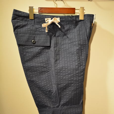 kenneth field -TURN UP SHORTS- cool max seersucker navy