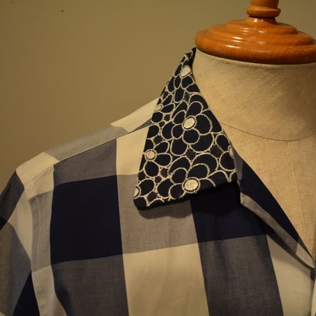 kenneth field open collar shirt -ginghamcheck-