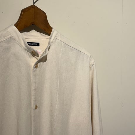 -FLANK LEDER-  OLD STYLE（BAND COLLAR）  vintage german 1960's bedsheets fabric (NATURAL)