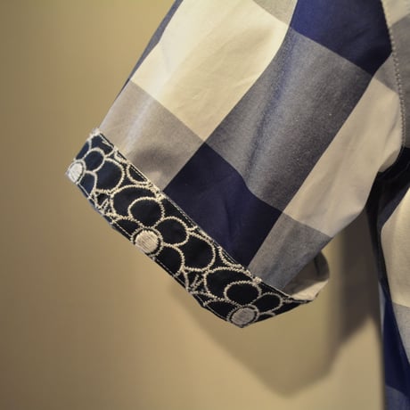 kenneth field open collar shirt -ginghamcheck-