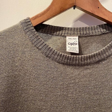 -GRP- Linen S/S crew neck knit（VERDE MILITARE/military olive）