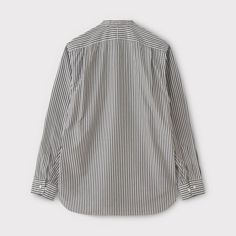 PHIGVEL‐MAKERS Co.  -Band Collar Dress Shirt-(Desert Rose×Brown Gray Stripe)