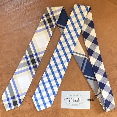 kenneth field 4face tie plaids navy