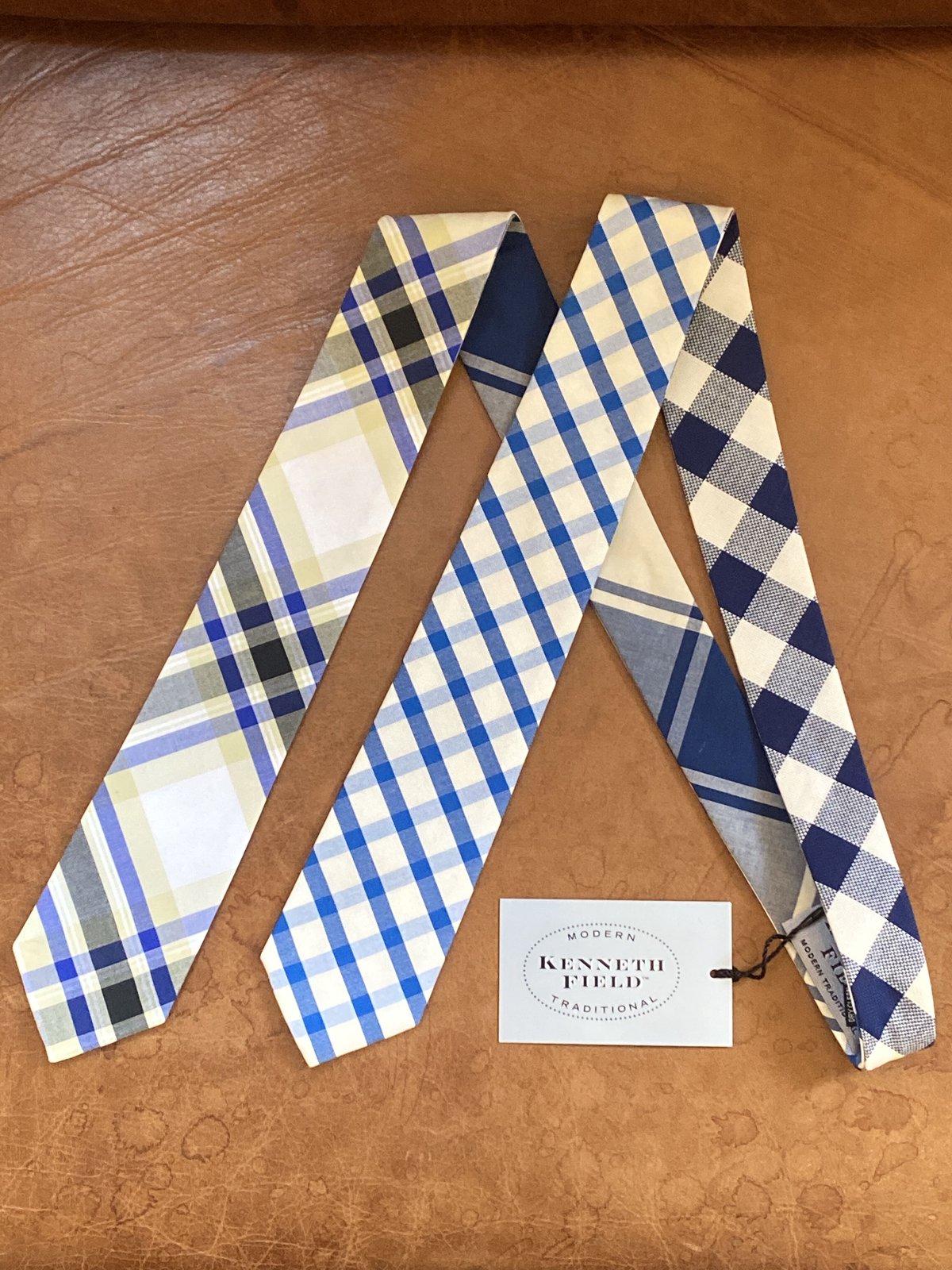 kenneth field 4face tie plaids navy | credo