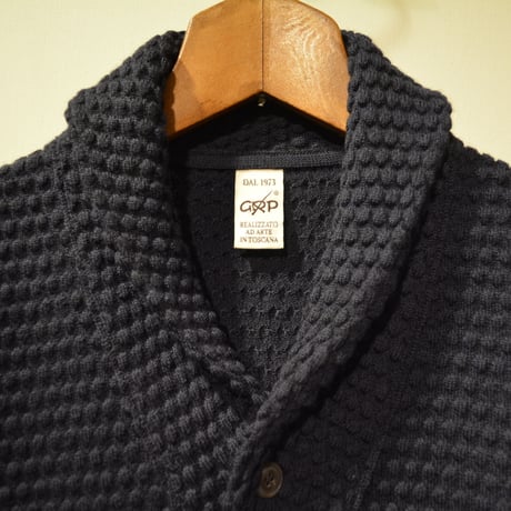 GRP  spotknit shawlcollar -BLU-