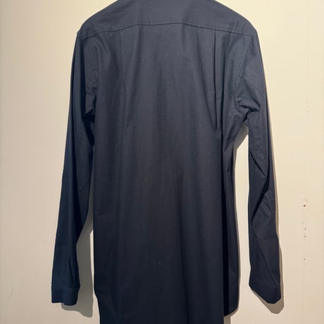 -FLANK LEDER-  OLD STYLE（BAND COLLAR）  vintage german 1960's bedsheets fabric (BLACK)