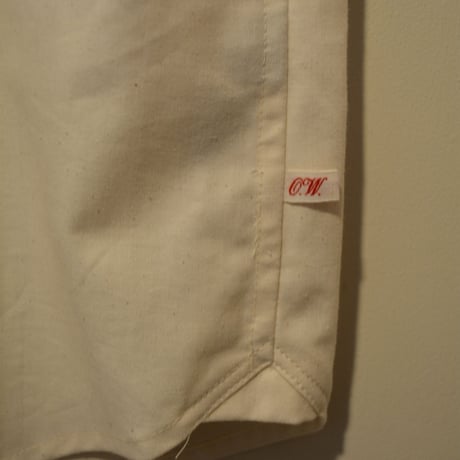-FLANK LEDER-  OLD STYLE（BAND COLLAR）  vintage german 1960's bedsheets fabric (NATURAL)