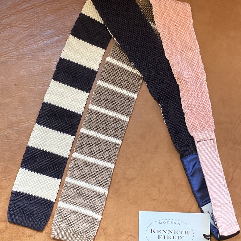 kenneth field 4face knit tie stripe×solid mocc