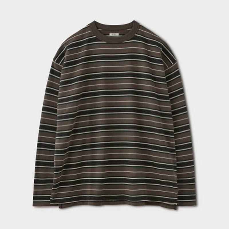PHIGVEL‐MAKERS Co. BORDER LS TOP (TAUPE×GREEN)