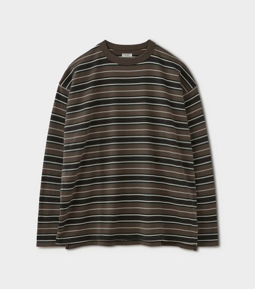 PHIGVEL‐MAKERS Co. BORDER LS TOP (TAUPE×GREEN)