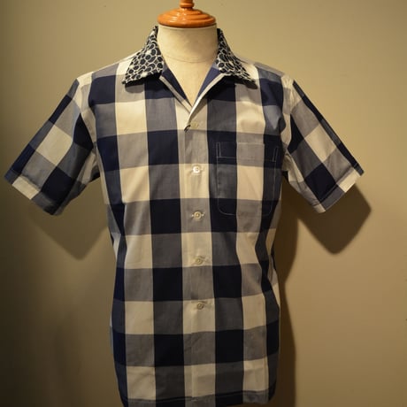 kenneth field open collar shirt -ginghamcheck-