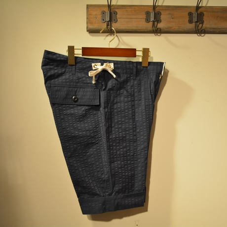 kenneth field -TURN UP SHORTS- cool max seersucker navy